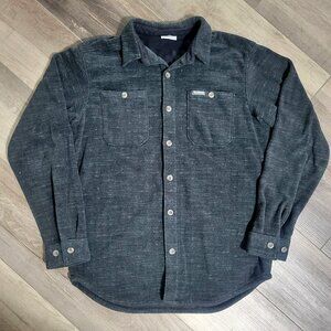 Columbia Fleece Shirt Small Gray Button Front Gorpcore Outdoor Shirt Jacket Hiki